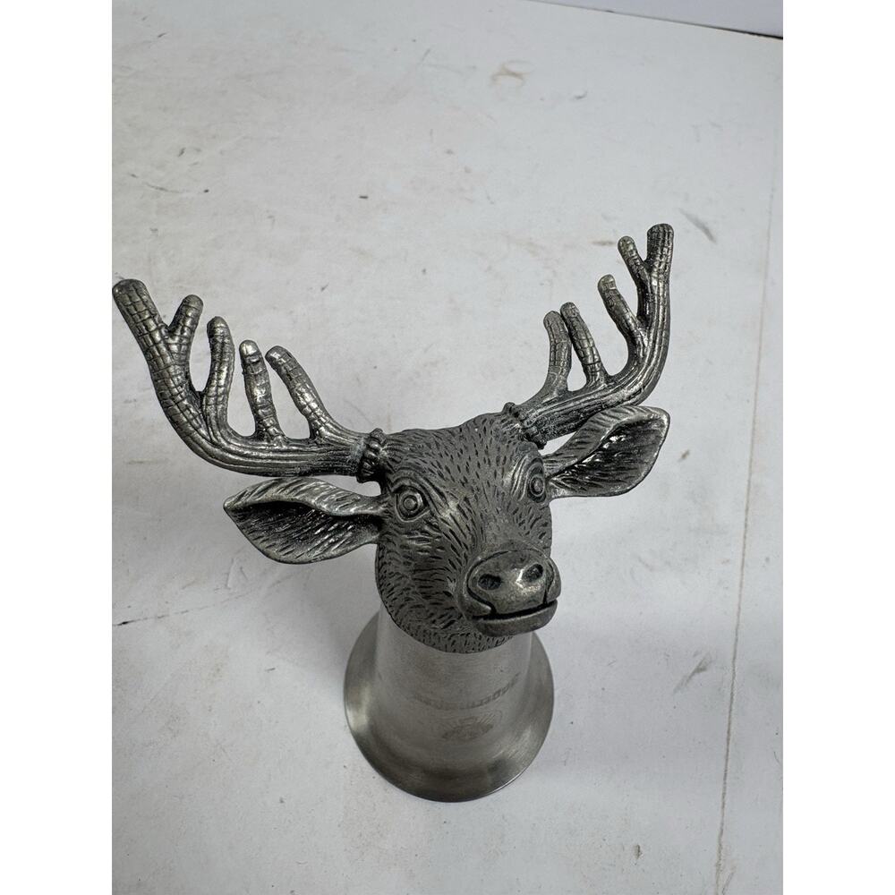 Jägermeister Bar Shot Glass - Deer Stag Buck Elk Head - Pewter & Stainless Metal - Picture 4 of 5
